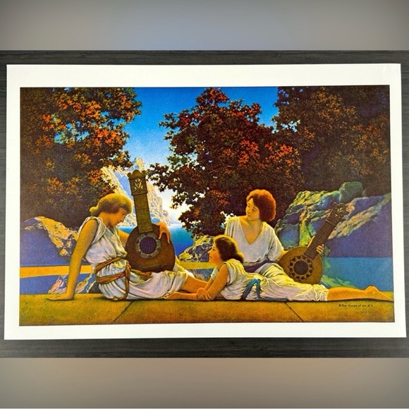 THE LUTE PLAYERS Original Vintage Print Poster Maxfield Parrish Art Deco Nouveau - Picture 3 of 8